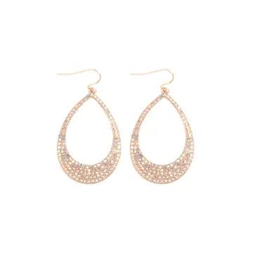 Pave Rhinestone Open Fish Hook Earrings