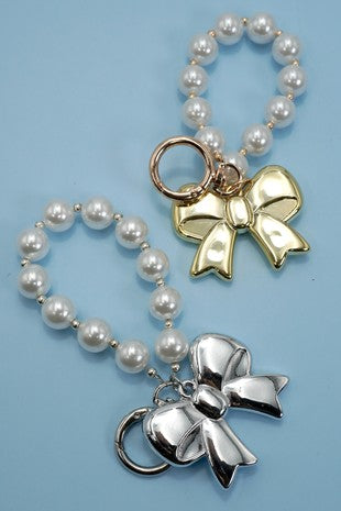 Pearl Bow Keychain Bag Charm