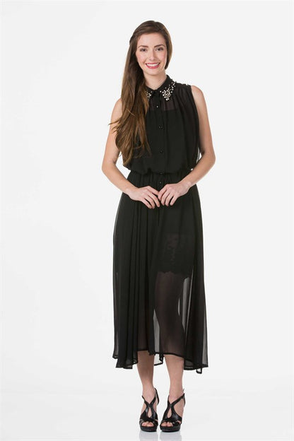 Pearl Embellished Maxi Dress