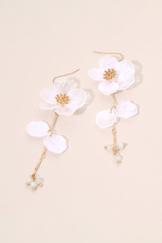 Petal Floral Long Drop Earrings