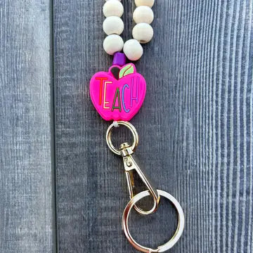 Pink Apple Teach Lanyard