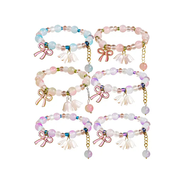 Pink Ribbon Bellflower Charm Bracelet