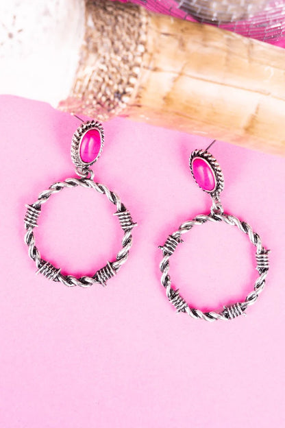 Pink Shreveport Barbed Wire Earrings