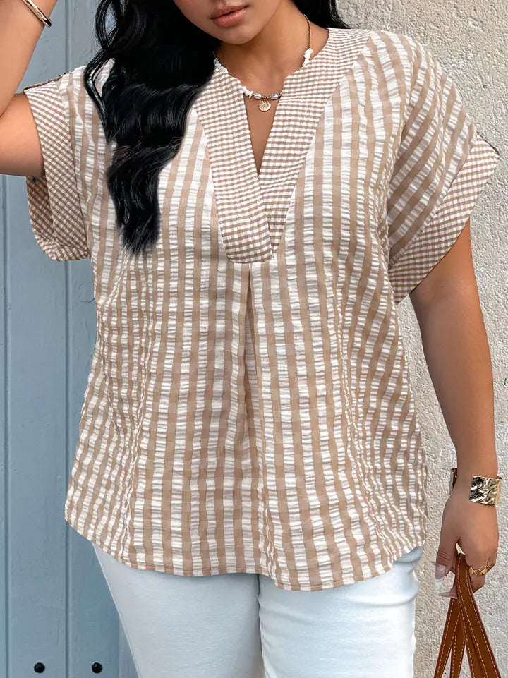 Plaid Textured Blouse