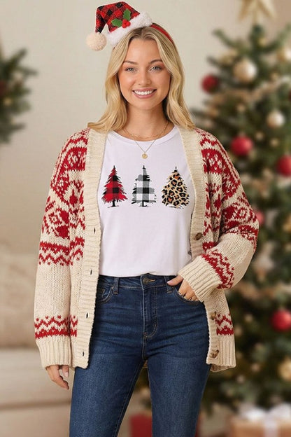 Plaid & Leo Christmas Tree Tee