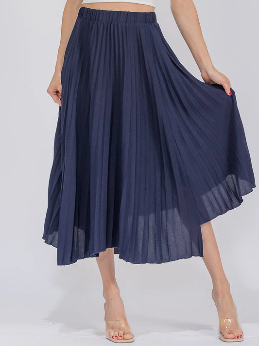 Pleated High-Low Maxi Skirt