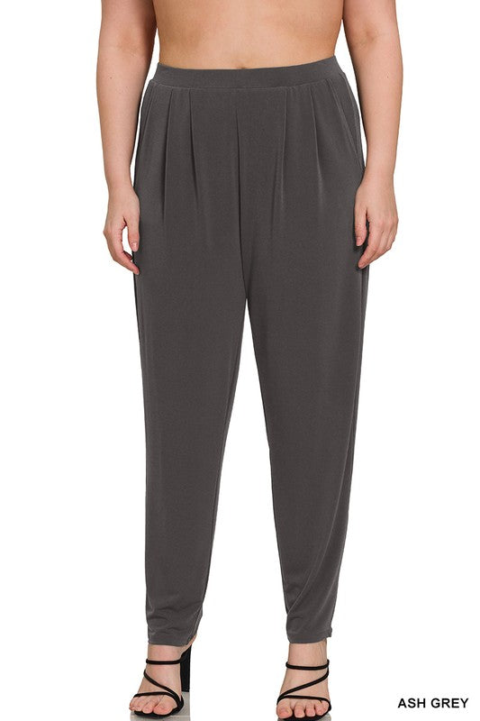 Pleated Waist 7/8 Length Pants