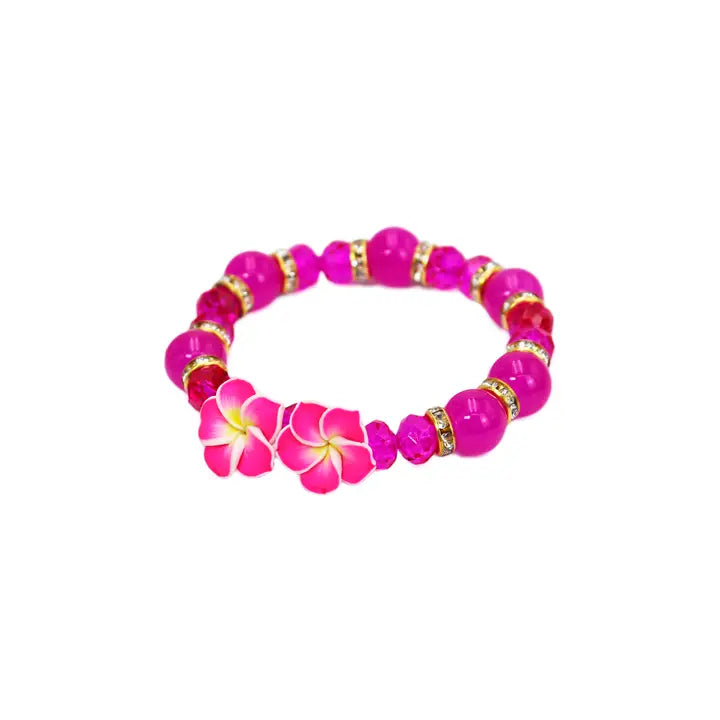 Plumeria Hibiscus Beaded Bracelet