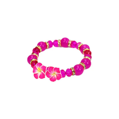 Plumeria Hibiscus Beaded Bracelet