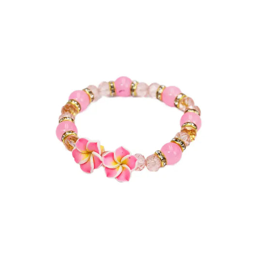 Plumeria Hibiscus Beaded Bracelet