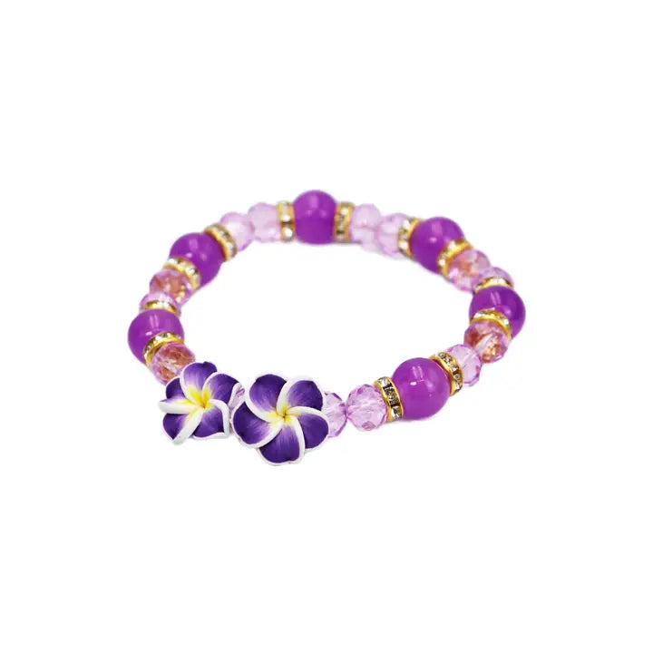 Plumeria Hibiscus Beaded Bracelet