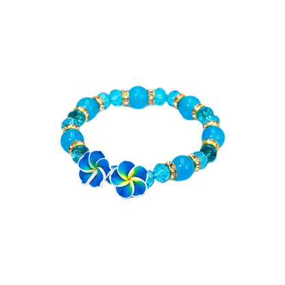 Plumeria Hibiscus Beaded Bracelet