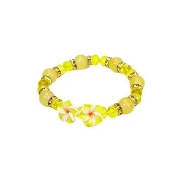 Plumeria Hibiscus Beaded Bracelet