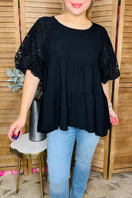 Polka Dot & Lantern Lace Baby Doll Top