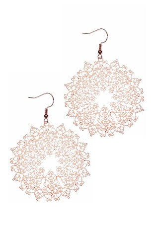 RG Metal Filigree Drop Earrings