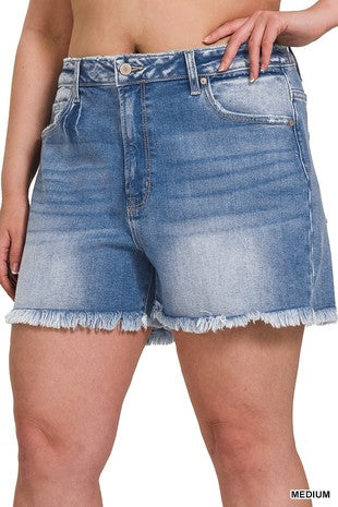 Raw Frayed Hem Denim Shorts