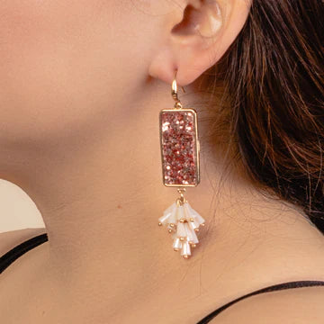 Rectangle Glitter Drop Earrings