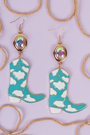 Rhinestone Accent Cowboy Boot Earrings