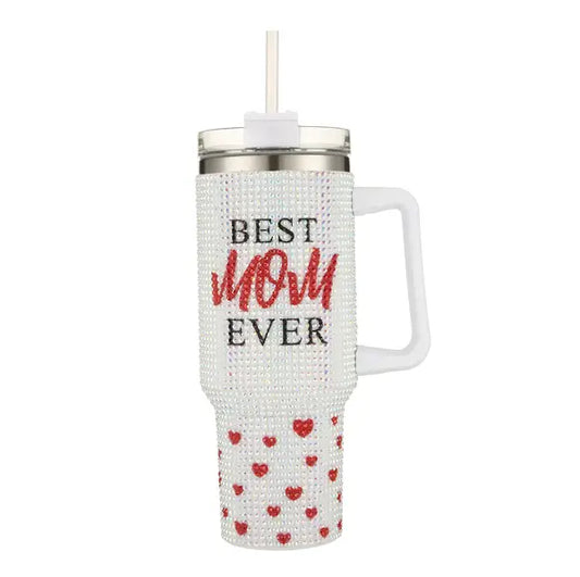 Rhinestone Best Mom Ever Tumbler