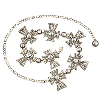 Rhinestone Cross Chainlink Belt