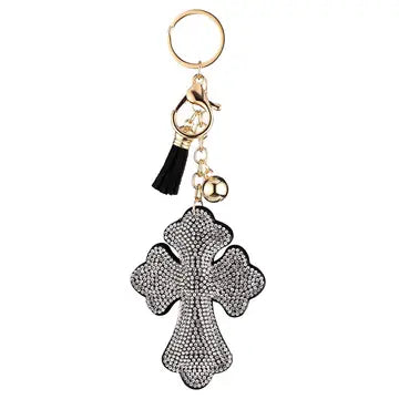 Rhinestone Cross Key Chain