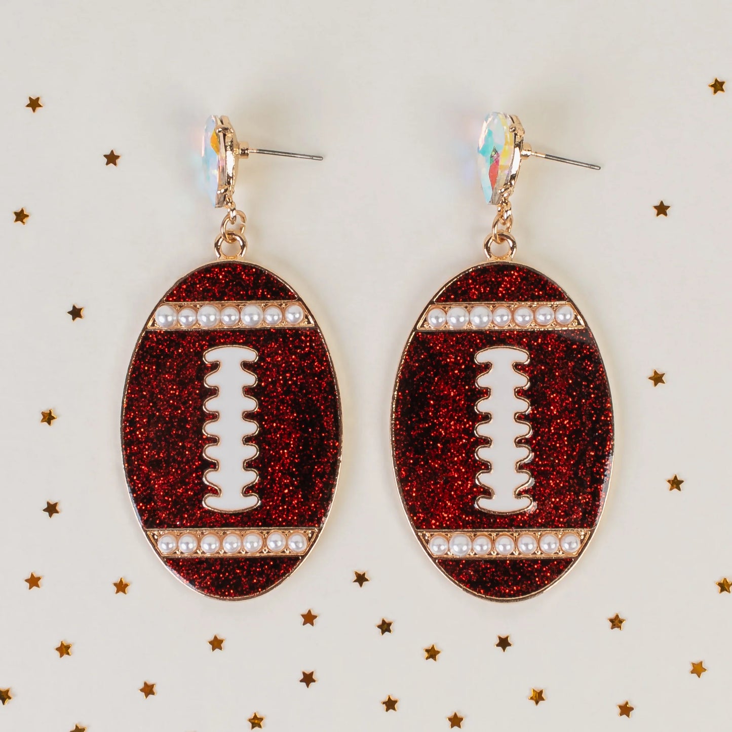 Rhinestone Pearl Football Dangles