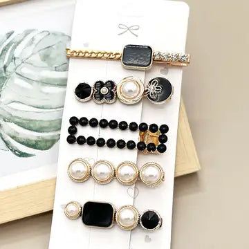 Rhinestone Pearl Hair Clip Set