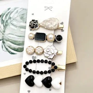 Rhinestone Pearl Hair Clip Set