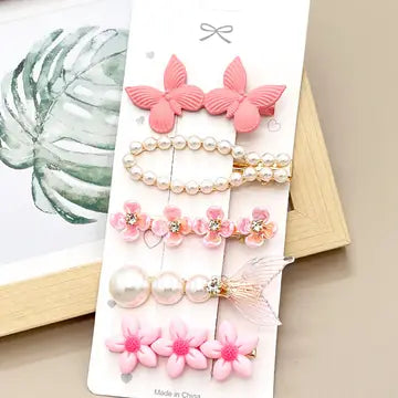 Rhinestone Pearl Hair Clip Set