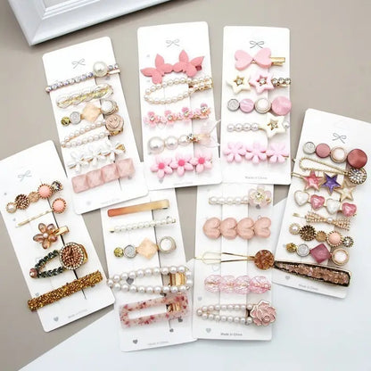 Rhinestone Pearl Hair Clip Set