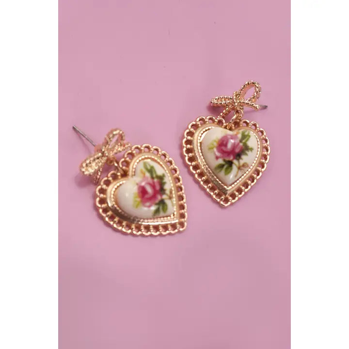 Rose Ceramic Drop Earrings