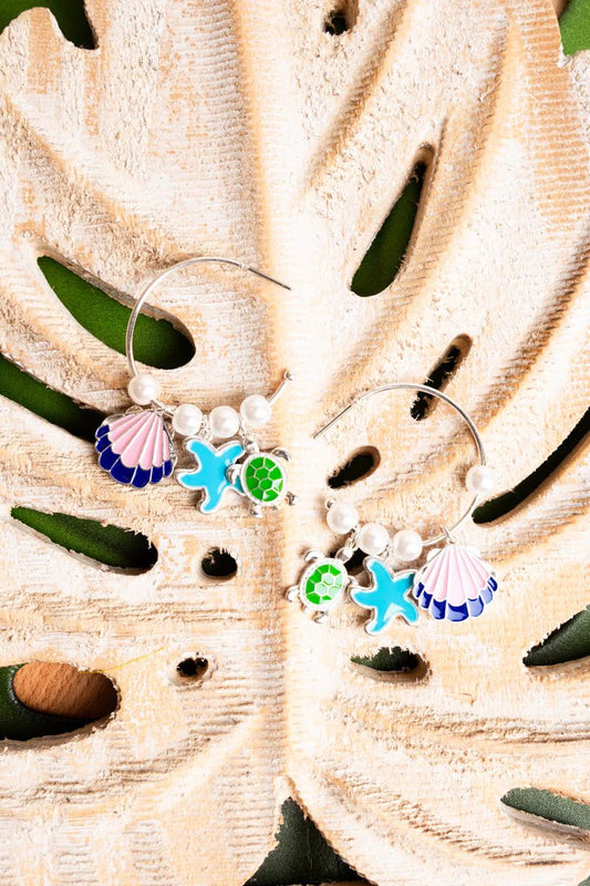 Sea Life Charm Hoop Earrings