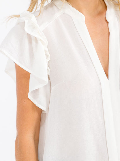 Short Ruffle Sleeve Blouse