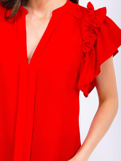 Short Ruffle Sleeve Blouse
