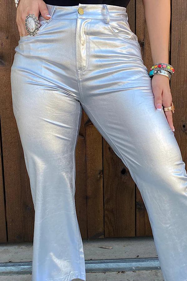 Silver Metallic Pants