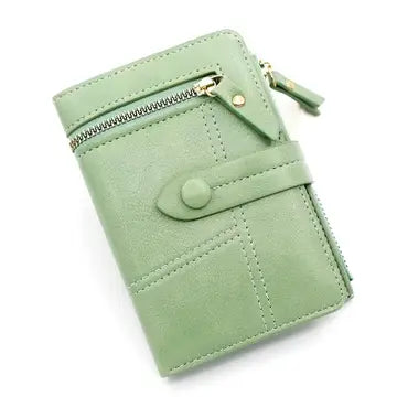 Simple Zip Leather Card Case Wallet