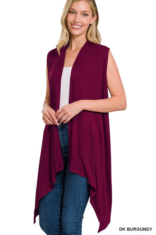 Sleeveless Draped Cardigan