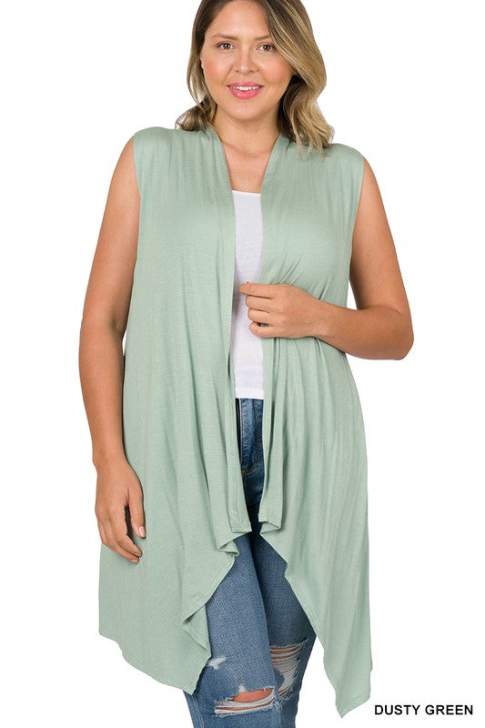 Sleeveless Draped Cardigan