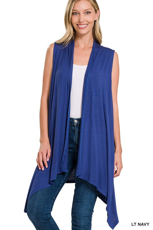 Sleeveless Draped Cardigan