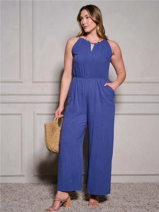 Sleeveless Elastic Waist Jumpsuit