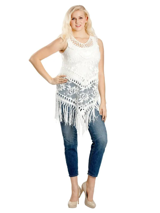 Sleeveless Floral Crochet Cover-Up