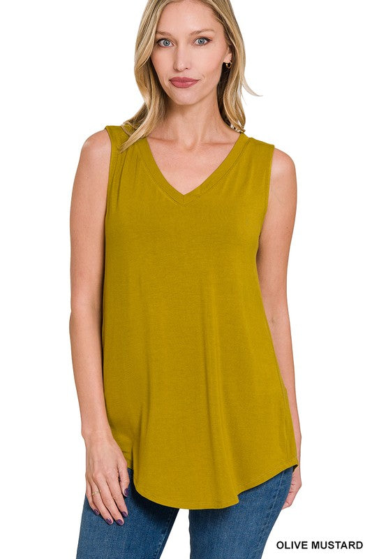 Sleeveless V Neck Hi-Low Top