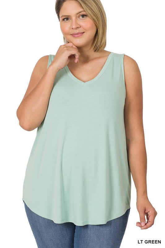 Sleeveless V Neck Top - Curvy