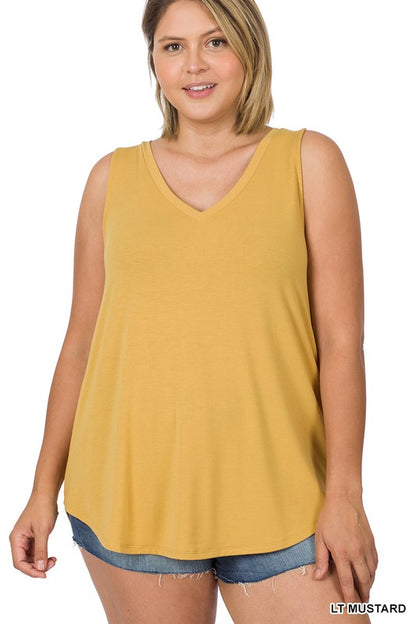 Sleeveless V Neck Top - Curvy