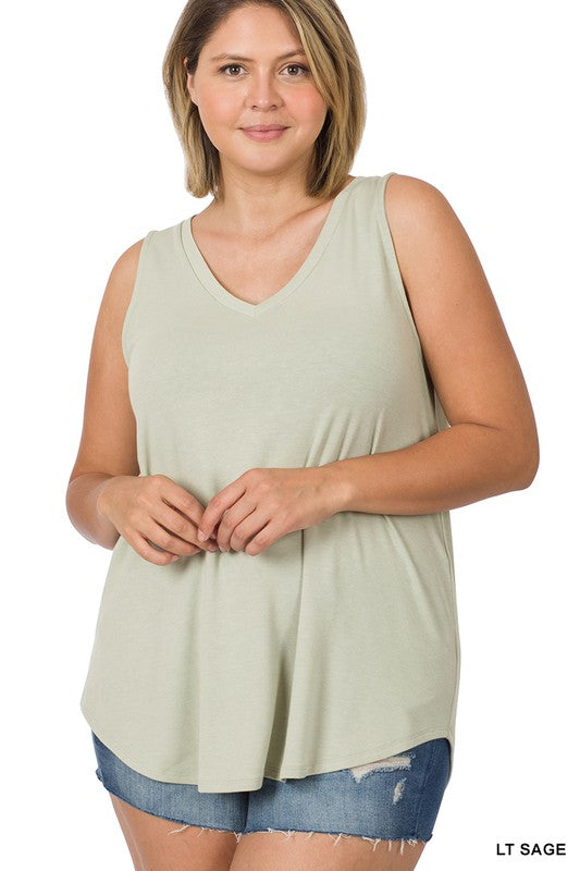 Sleeveless V Neck Top - Curvy