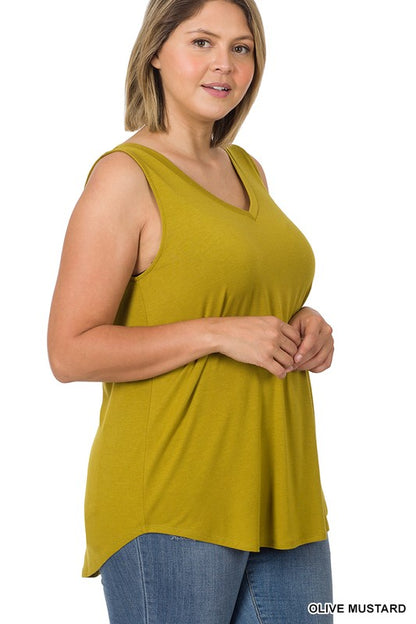 Sleeveless V Neck Top - Curvy