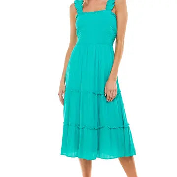 Smocked Top Shirred Ruffle Dress