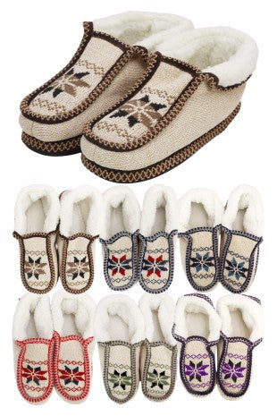 Snowflake Fleece Lined Moccasin Slippers