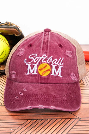 Softball Mom Mesh Ponytail Cap