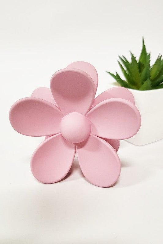 Solid Matte Flower Hair Claw Clip